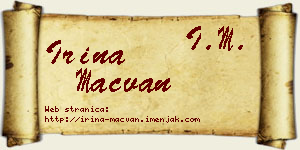 Irina Mačvan vizit kartica